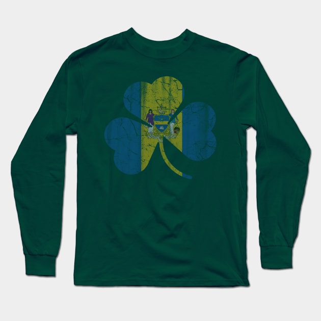 Irish Flag of Philadelphia Shamrock Long Sleeve T-Shirt by E